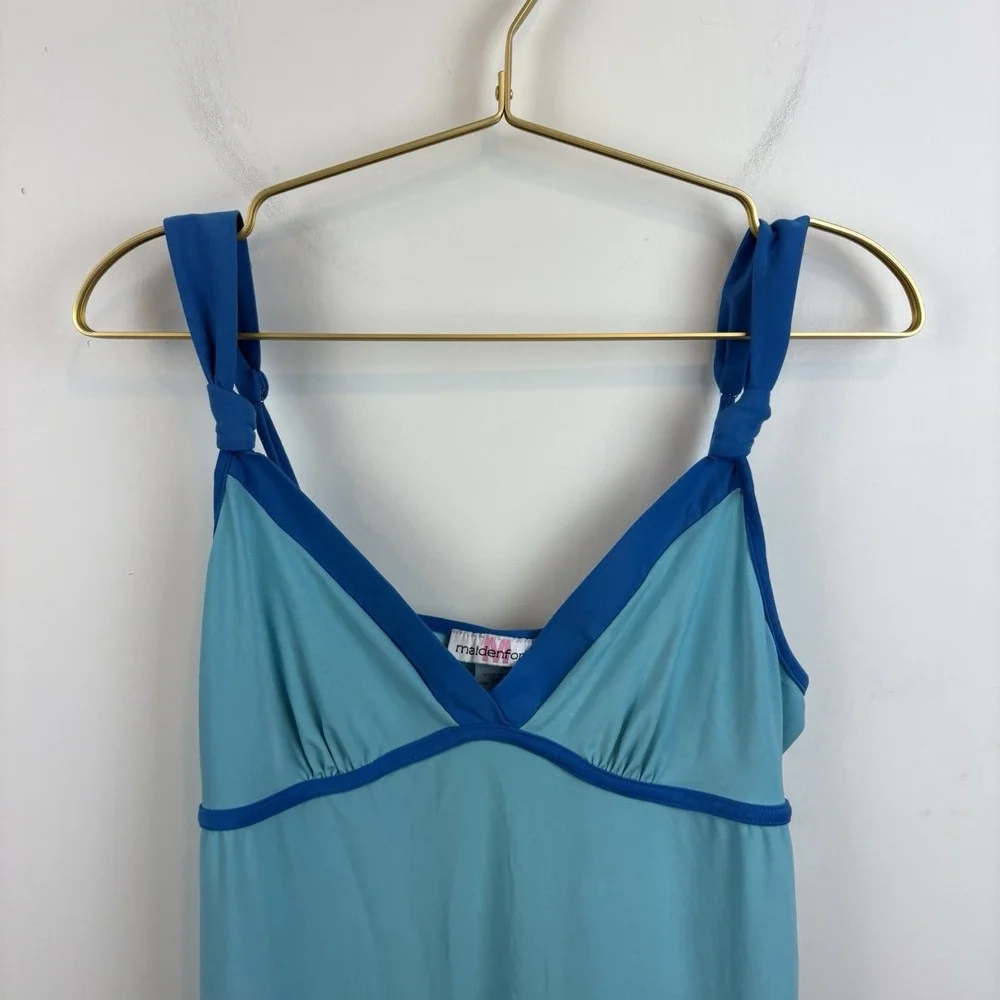 Y2K‎ Maidenform Colorblock Blue Green Dress Slip Babydoll Size Large